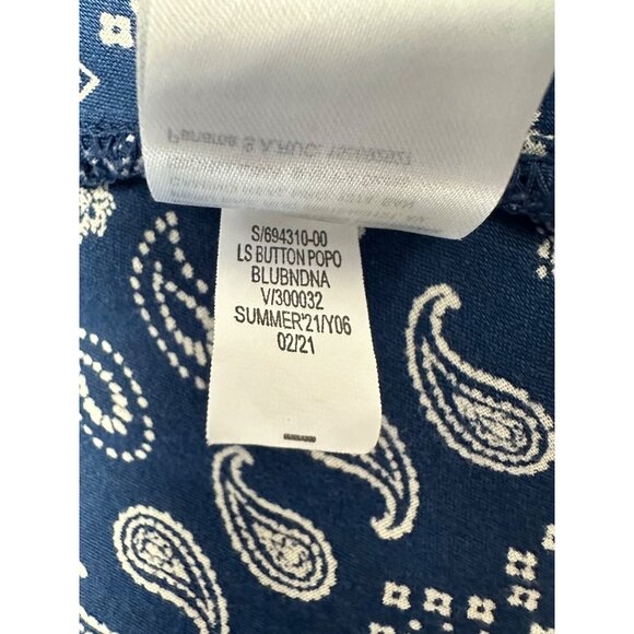 Old Navy Bandana Print Smocked Shoulder Poet Blouse XL Blue Boho Coastal Cowgirl - Picture 10 of 10